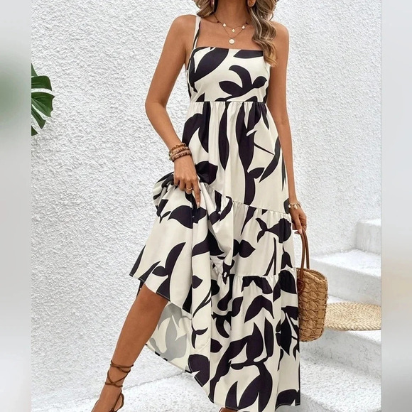 Fashionable Summer Holiday Style A-Line Printed Dress - Picture 1 of 4